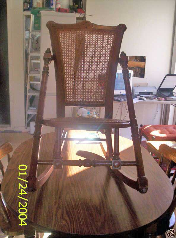 Rocker — ebay: VICTORIAN EAST LAKE WALNUT PEGGED ROCKING CHAIR KANEHOL (???)