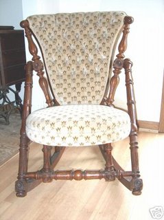 rockerhunzinger — ebay: VICTORIAN EAST LAKE WALNUT PEGGED ROCKING CHAIR KANEHOL (???)