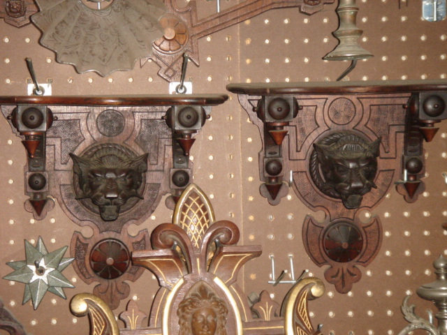 LIONSHELF1 — walnut victorian lion shelves
