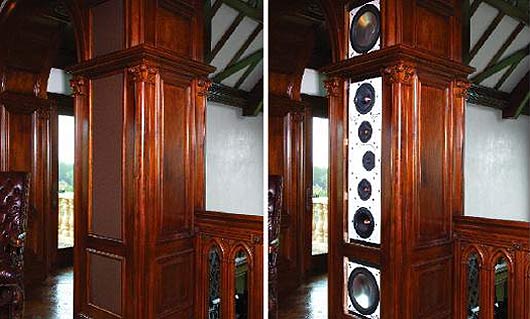 Home Theater Speakers hidden in Column — Need Wall/Ceiling Ideas For Theater Room