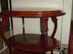 table side view — Painted Scene on Oval Table-Tell me what you know