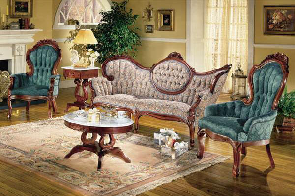 mclendon — Cameo couch, engraved with roses, marked "BY Victorian" on back leg