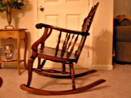 Chair5a — Mahogany Rocking Chair with carved winged griffons