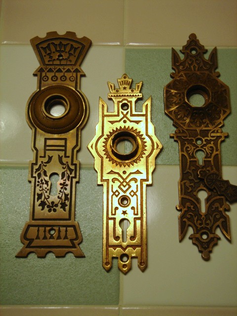 CORBIN & TRENTON PLATES — Brass/Bronze Victorian hardware