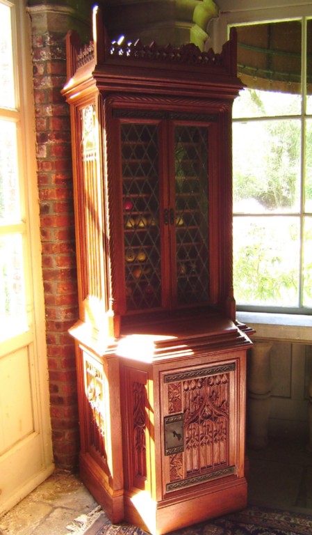 Gothic Ball Cabinet — Nice Unique Gothic Pool Table w/ Matching Cue & Ball Cabinets currently on Ebay