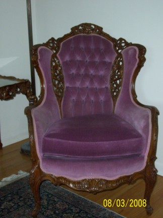 victorian parlor chair — rare cherub carved parlor chair
