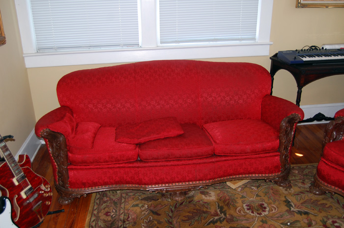 6 25 012s — New member needs help identifying Couch and Chair set - strange design.
