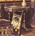 ebonized table — Rockefeller Smoking Room table (WAY in back)