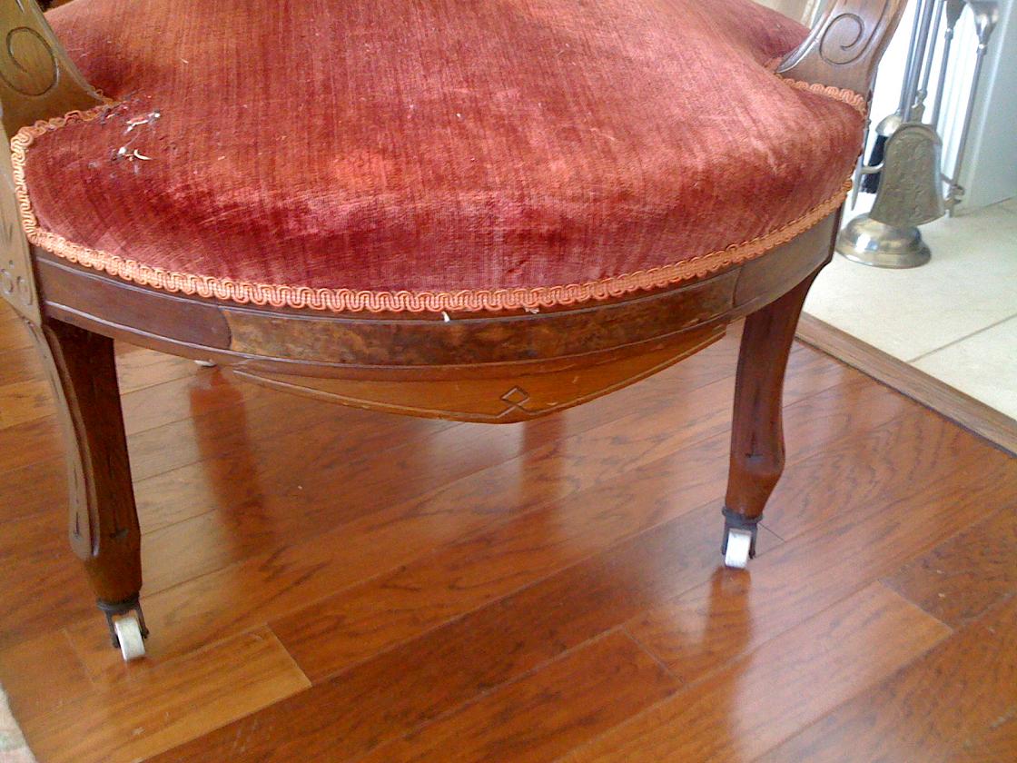 armchair d small — Jelliff? Herter? Chairs with ladies heads and walnut veneers.