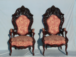Meeks Arm chairs (2) — rare Meeks victorian parlor set for sale