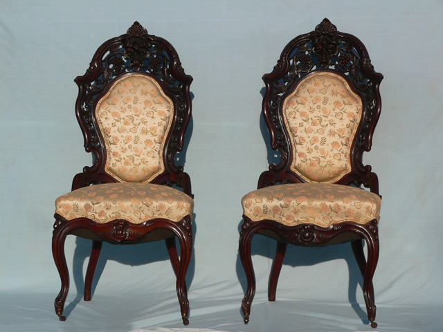 Meeks Side chairs (1) — rare Meeks victorian parlor set for sale