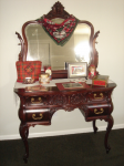 dressing table — mahogany bedroom set - documentation of maker?