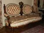 c3 — Pottier & Stymus rosewood double parlor set w/ original silk upholstery