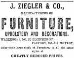 Advert [NY Times 1877 11 11 — Pottier & Stymus rosewood double parlor set w/ original silk upholstery