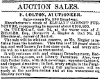 Auction [NY Times 1878 10 22] — Pottier & Stymus rosewood double parlor set w/ original silk upholstery