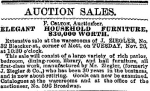 Auction [NY Times 1878 11 26] — Pottier & Stymus rosewood double parlor set w/ original silk upholstery
