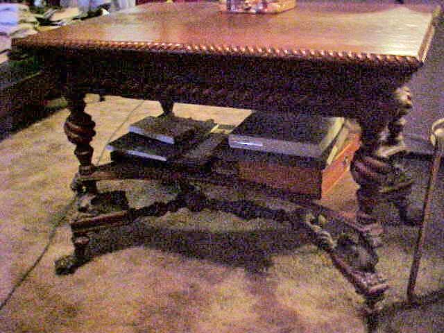 Merklen table — hunzinger library table with griffins and lion head feet