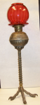 Birds Foot Table Lamp Red Globe (1) — Aesthetic lamps w/ birds feet & Ornate stove