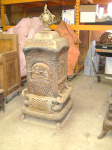 Moore 403B bottom burner — Aesthetic lamps w/ birds feet & Ornate stove