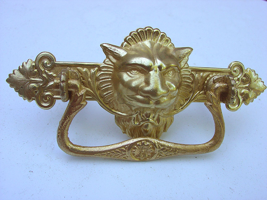 Lion Head drawer pull detail — bradley & hubbard brass aesthetic mirrors