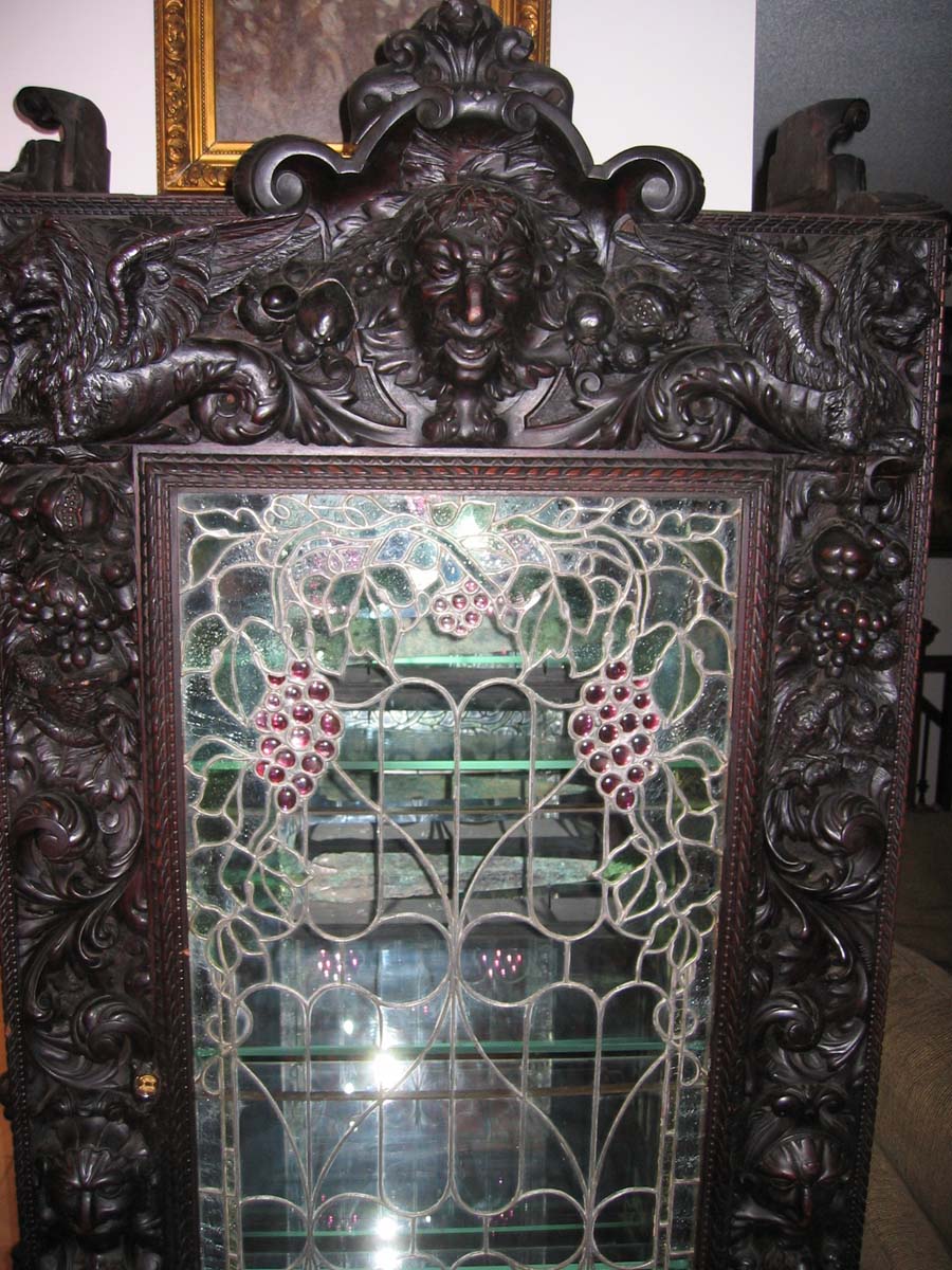 Cabinet Front — Carved Wine Cabinet - Stained Glass