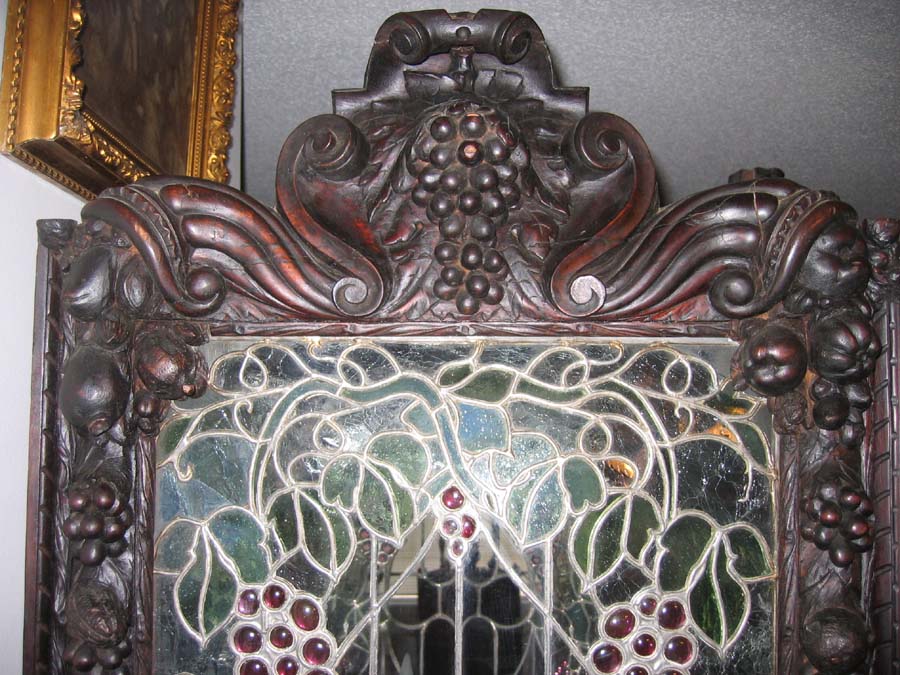 Cabinet Side — Carved Wine Cabinet - Stained Glass