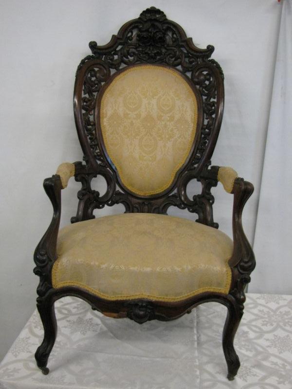 Rosewood Chair 1 — RARE Meeks Hartford Pattern Parlor Set for Sale