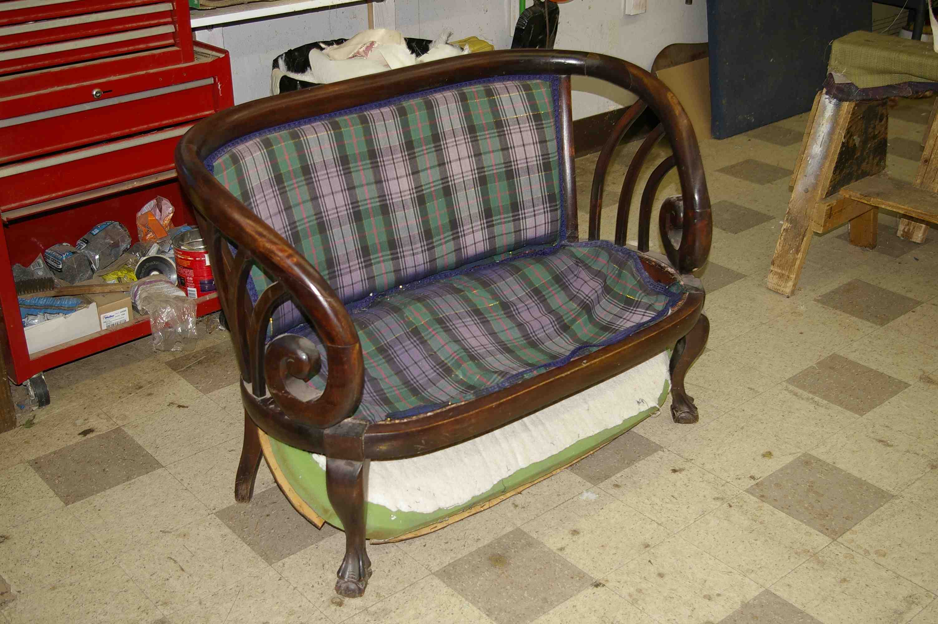 curved arm settee — Not Victorian but....