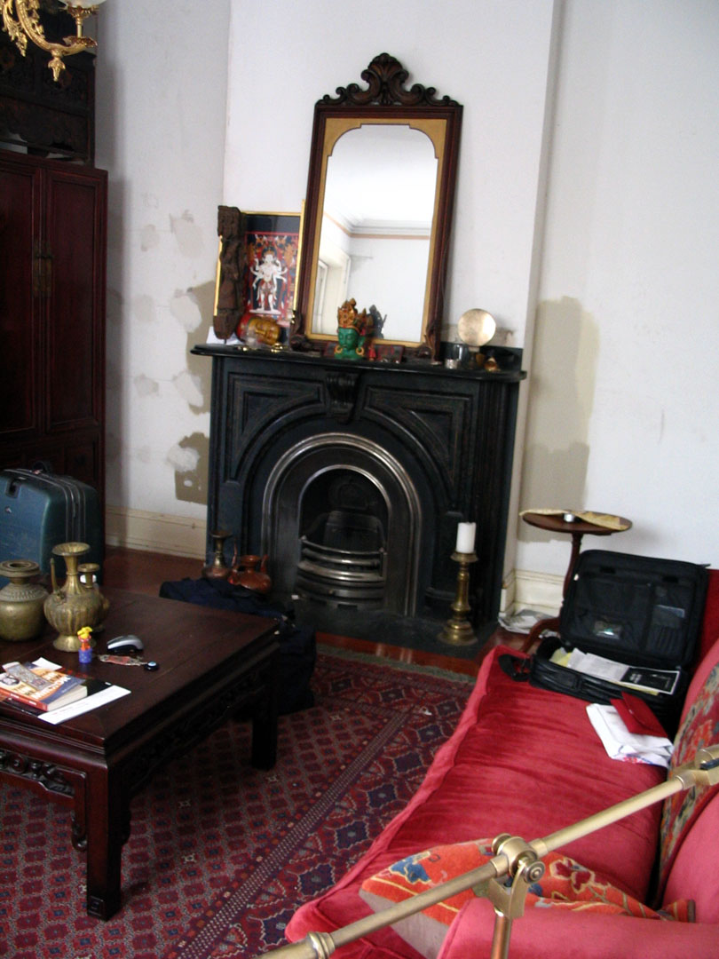 Newly installed mantle and cast iron insert — My Italianate twin in University City