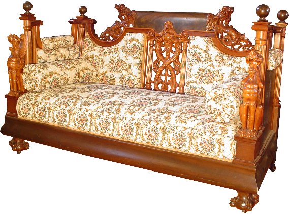 Horner Sofa w   Finials — Bob Courtney Auction - Millbury Mass. 5-17-08 - Nice Stuff - As Always! 