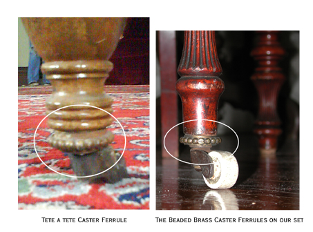 01 — Beaded Brass Caster Ferrules On High End Victorian Chairs and ???