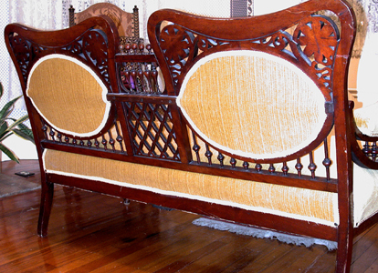 sa3 — More Photos Parlor Set in Aesthetic Noveau Taste with Beaded Caster Ferrules